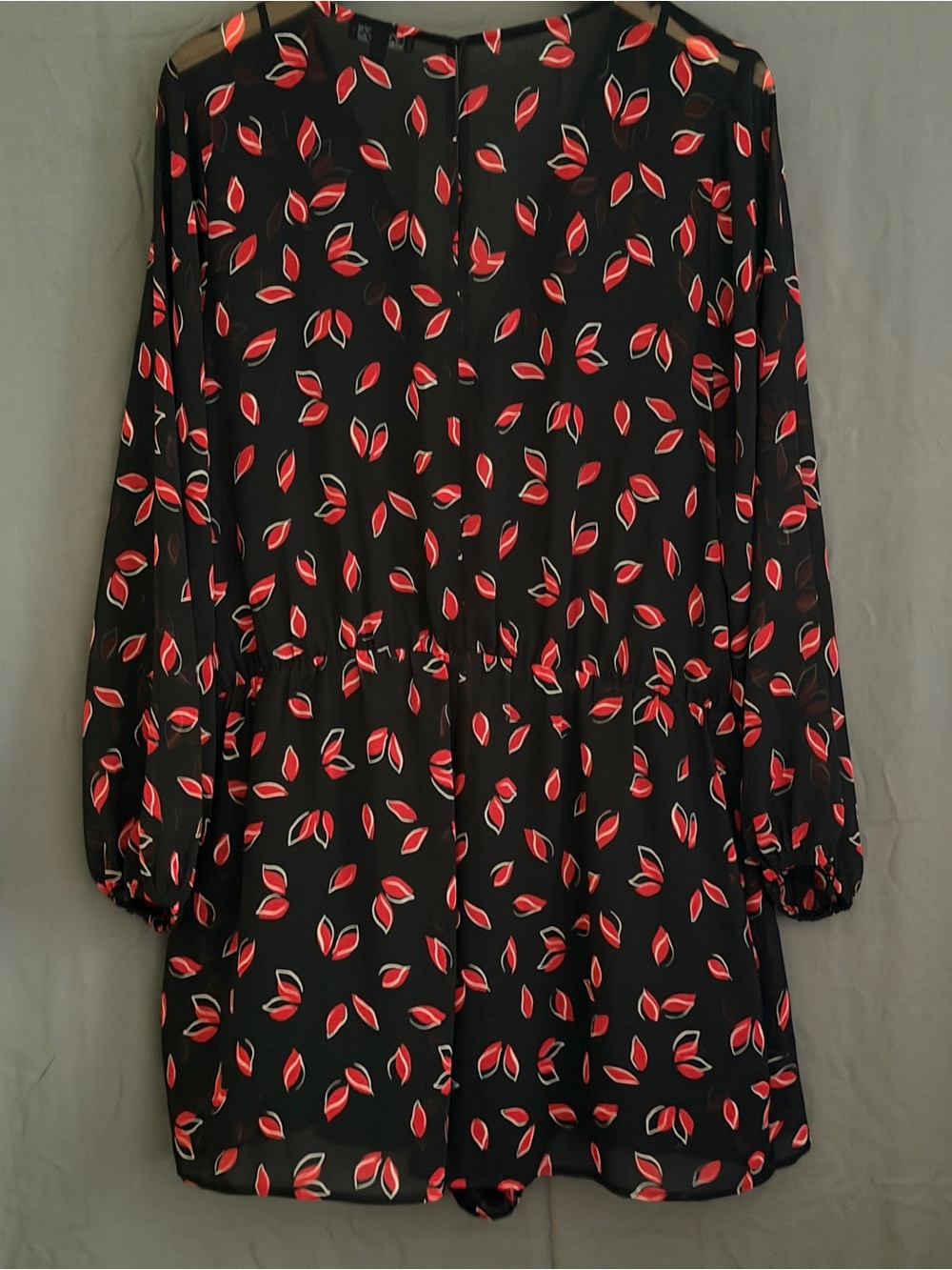 Express Black Romper with Red Leaf Print - Picture 5 of 6